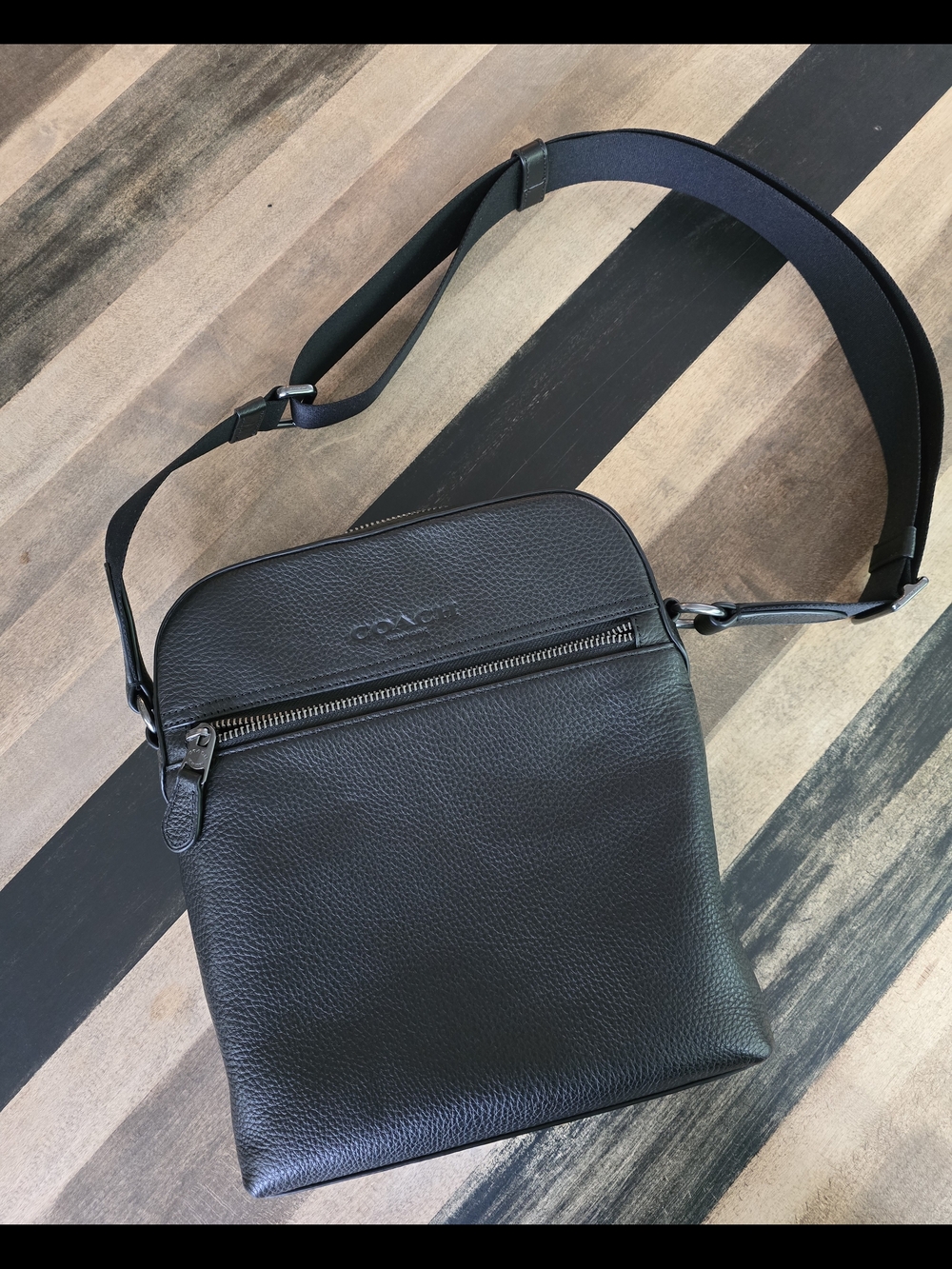 Coach Black Pebbled Leather Messenger Crossbody